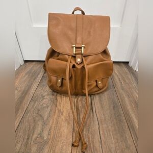 Tan Faux Leather Backpack